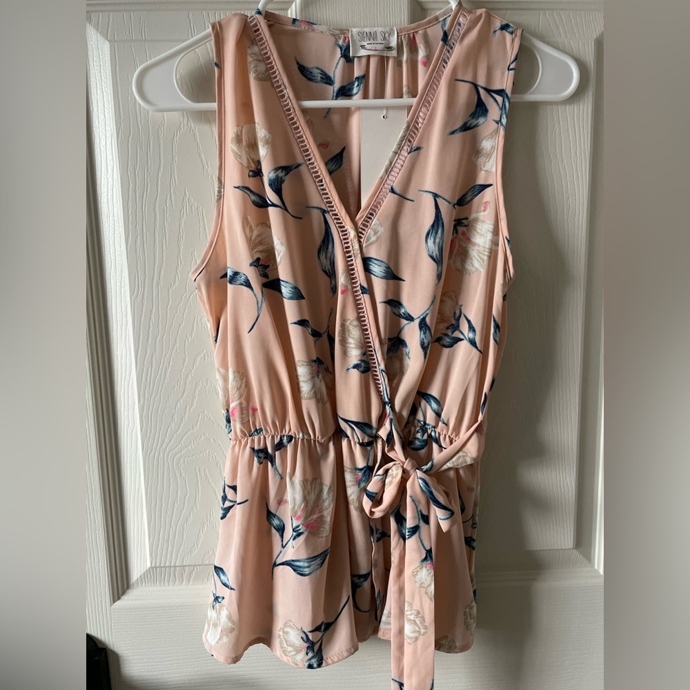 Floral wrap tank top